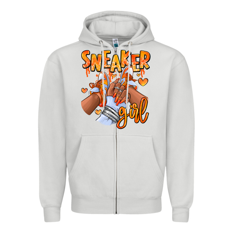 Orange Galaxy Sneaker Girl Afro Woman Zipper Hoodie by RanaPortraitStore | Teevron