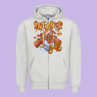 Orange Galaxy Sneaker Girl Afro Woman Zipper Hoodie Designed By Ranaportraitstore