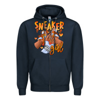Navy orange galaxy sneaker girl afro woman Zipper Hoodie - RanaPortraitStore