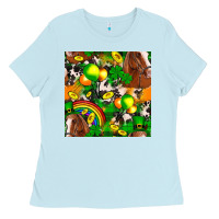 Baby Blue St. Patrick's Day Horse With Balloons Ladies Tee - FaDigitalArtStudio