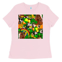 Bubblegum Pink St. Patrick's Day Horse With Balloons Ladies Tee - FaDigitalArtStudio