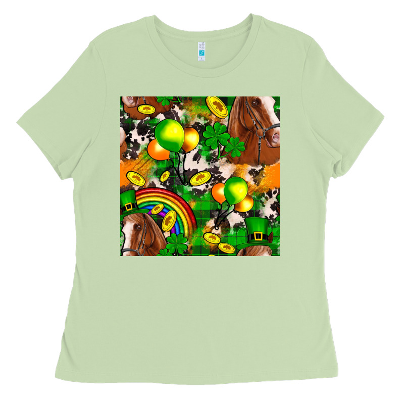 St. Patrick's Day Horse With Balloons Ladies Tee by FaDigitalArtStudio | Teevron