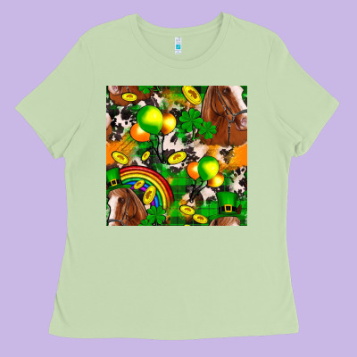 St. Patrick's Day Horse With Balloons Ladies Tee Designed By Fadigitalartstudio