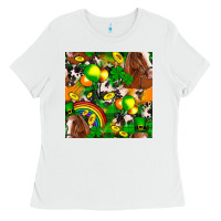 White St. Patrick's Day Horse With Balloons Ladies Tee - FaDigitalArtStudio