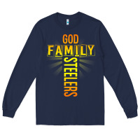 Navy god family steeler shirt father's day gift tee t shirt Long Sleeve Tee - DesigneFamous
