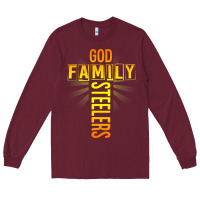 Burgundy god family steeler shirt father's day gift tee t shirt Long Sleeve Tee - DesigneFamous