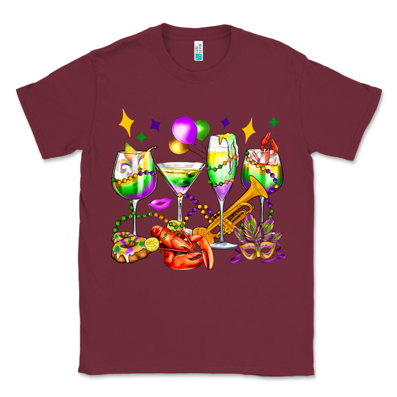 Mardi Gras Wine Glasses Olivia Classic Tee by OliviaCreatesArt | Teevron