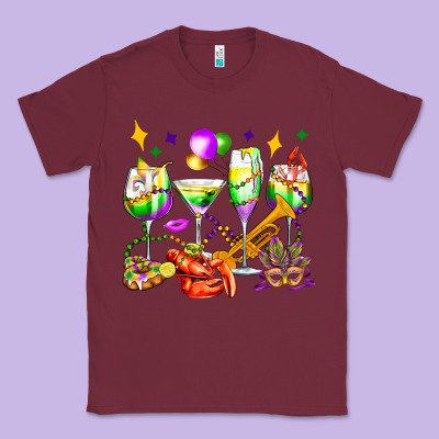 Mardi Gras Wine Glasses Olivia Classic Tee Designed By Oliviacreatesart