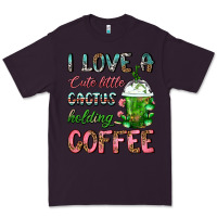 Plum I Love A Cute Little Cactus Holding Coffee Premium Tee - FaDigitalArtStudio