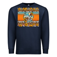 Navy sunflowers hexagon frame mama Premium Sweatshirt - Jasminsmagicworld