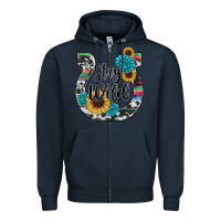 Navy western stay wild horsesho Zipper Hoodie - RanaPortraitStore