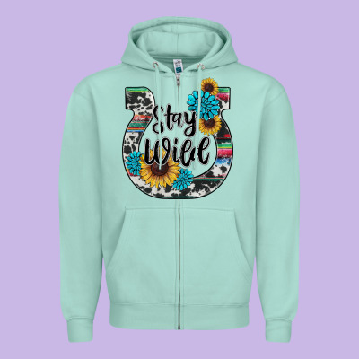 Western Stay Wild Horsesho Zipper Hoodie Designed By Ranaportraitstore
