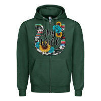 Sports Green western stay wild horsesho Zipper Hoodie - RanaPortraitStore