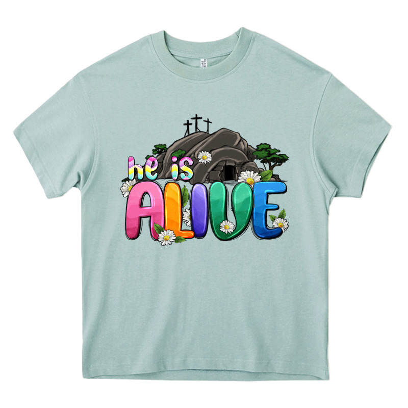 Easter Day He Is Alive Heavy Core Tee by OliviaCreatesArt | Teevron