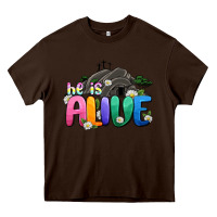 Chocolate Brown Easter Day He is alive Heavy Core Tee - OliviaCreatesArt