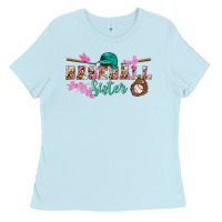 Baby Blue baseball sister Ladies Tee - BundleAndBundleShop
