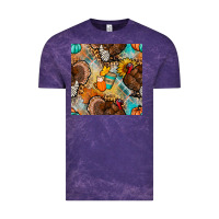 Cloud Purple thanksgiving turkey seamless pattern Vintage Tee - BundleAndBundleShop