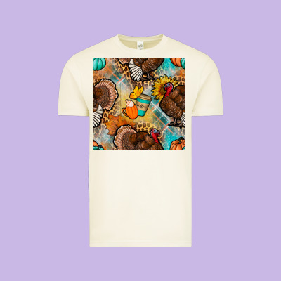 Thanksgiving Turkey Seamless Pattern Vintage Tee Designed By Bundleandbundleshop