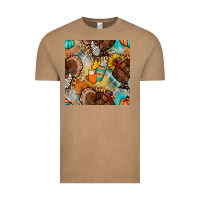 Vintage Coffee thanksgiving turkey seamless pattern Vintage Tee - BundleAndBundleShop