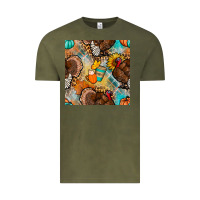 Vintage Olive thanksgiving turkey seamless pattern Vintage Tee - BundleAndBundleShop