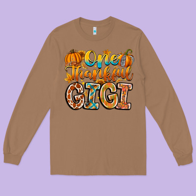 One Thankful Gigi Long Sleeve Tee Designed By Cowhidedigitalart