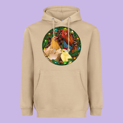 Christmas Chick Family Heavyweight Hoodie Designed By Ranaportraitstore