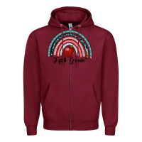 Burgundy fifth grade rainbow Zipper Hoodie - RanaPortraitStore