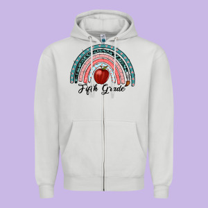 Fifth Grade Rainbow Zipper Hoodie Designed By Ranaportraitstore