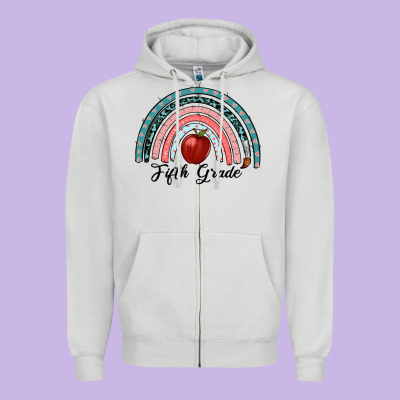 Fifth Grade Rainbow Zipper Hoodie Designed By Ranaportraitstore