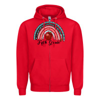 Red fifth grade rainbow Zipper Hoodie - RanaPortraitStore