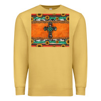 Antique Gold sunflowers cross aztec pattern Premium Sweatshirt - Jasminsmagicworld