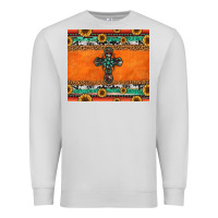 Dove Grey sunflowers cross aztec pattern Premium Sweatshirt - Jasminsmagicworld