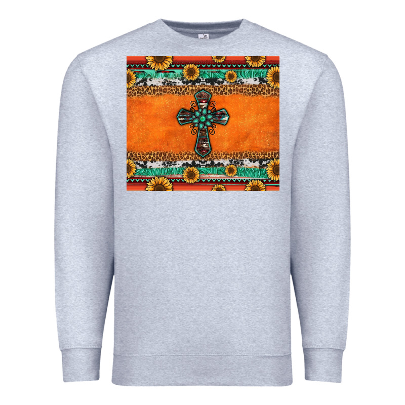 Sunflowers Cross Aztec Pattern Premium Sweatshirt by Jasminsmagicworld | Teevron