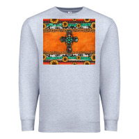Heather Grey sunflowers cross aztec pattern Premium Sweatshirt - Jasminsmagicworld