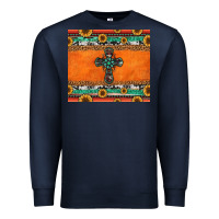 Navy sunflowers cross aztec pattern Premium Sweatshirt - Jasminsmagicworld