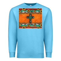 Ocean Blue sunflowers cross aztec pattern Premium Sweatshirt - Jasminsmagicworld
