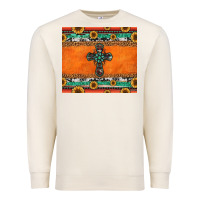 Sandshell sunflowers cross aztec pattern Premium Sweatshirt - Jasminsmagicworld