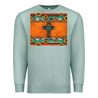 Seafoam sunflowers cross aztec pattern Premium Sweatshirt - Jasminsmagicworld