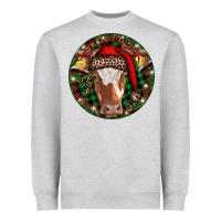 Heather Grey Longhorn Cow Christmas Heavyweight Sweatshirt - RanaPortraitStore