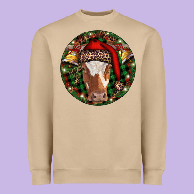 Longhorn Cow Christmas Heavyweight Sweatshirt Designed By Ranaportraitstore