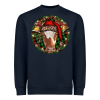Navy Longhorn Cow Christmas Heavyweight Sweatshirt - RanaPortraitStore