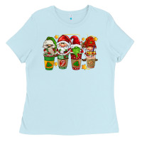 Baby Blue christmas coffee cups gnomies Ladies Tee - FaDigitalArtStudio