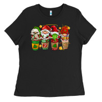 Black christmas coffee cups gnomies Ladies Tee - FaDigitalArtStudio