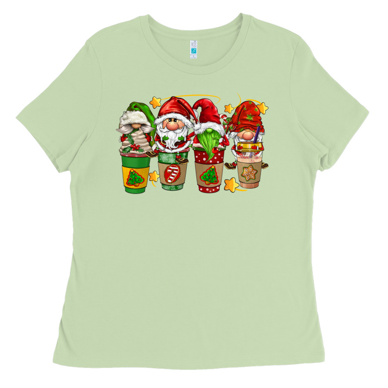 Christmas Coffee Cups Gnomies Ladies Tee by FaDigitalArtStudio | Teevron