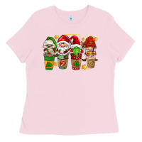 Bubblegum Pink christmas coffee cups gnomies Ladies Tee - FaDigitalArtStudio