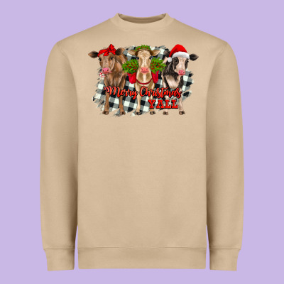 Merry Christmas Y'all Heifers Heavyweight Sweatshirt Designed By Ranaportraitstore