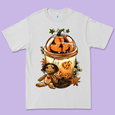 Halloween Jack O Lantern Bobba Cup Premium Tee Designed By Fadigitalartstudio