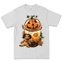 Dove Grey Halloween Jack O Lantern Bobba Cup Premium Tee - FaDigitalArtStudio