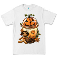 White Halloween Jack O Lantern Bobba Cup Premium Tee - FaDigitalArtStudio