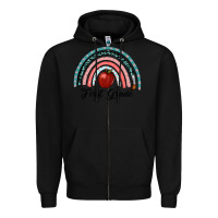 Black first grade rainbow Zipper Hoodie - RanaPortraitStore